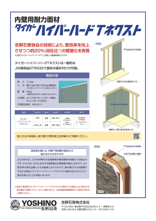 内壁用耐力面材　ハイパーハードTネクスト